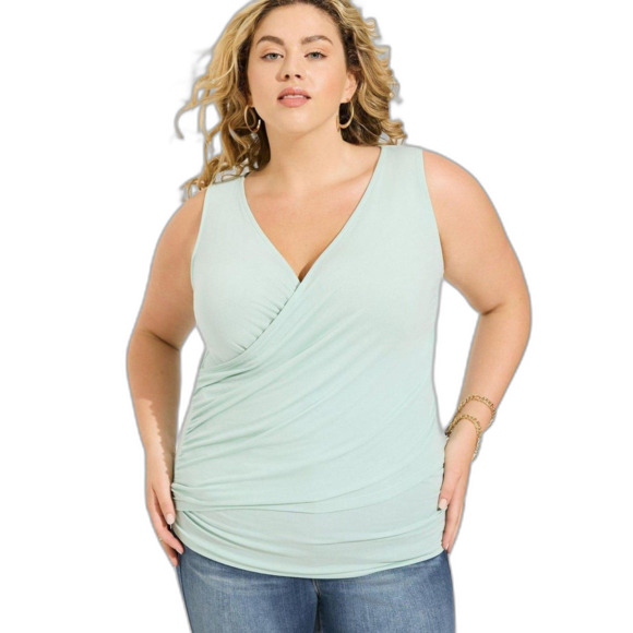 Torrid NWTB Harbor Gray Studio Tissue Jersey Surplice Tank Plus size 3x 22 24 - Picture 2 of 5